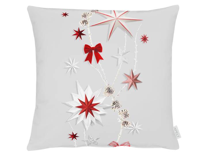 Dekokissen APELT 8152 , weiss (grau, rot), B:45cm L:45cm, Mischgewebe, Dekokissen_Sitzkissen_Kissenhüllen, Dekokissen, inclusive Soft-Kissenfüllung 100% PES