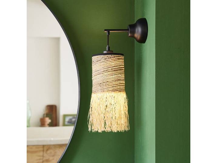 Formentera Wandlampe braun Höhe 47cm Fasern - MARKET SET - Wohnzimmer - Design - Metall - Einflammig