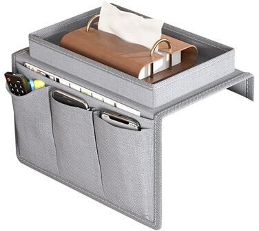 Multisell Products Hub Fabric Couch Caddy Pockets, Multilayer Sofa Storage Organizer For Remote, Cellphone, Tissue, Home Living Room Tidying gray