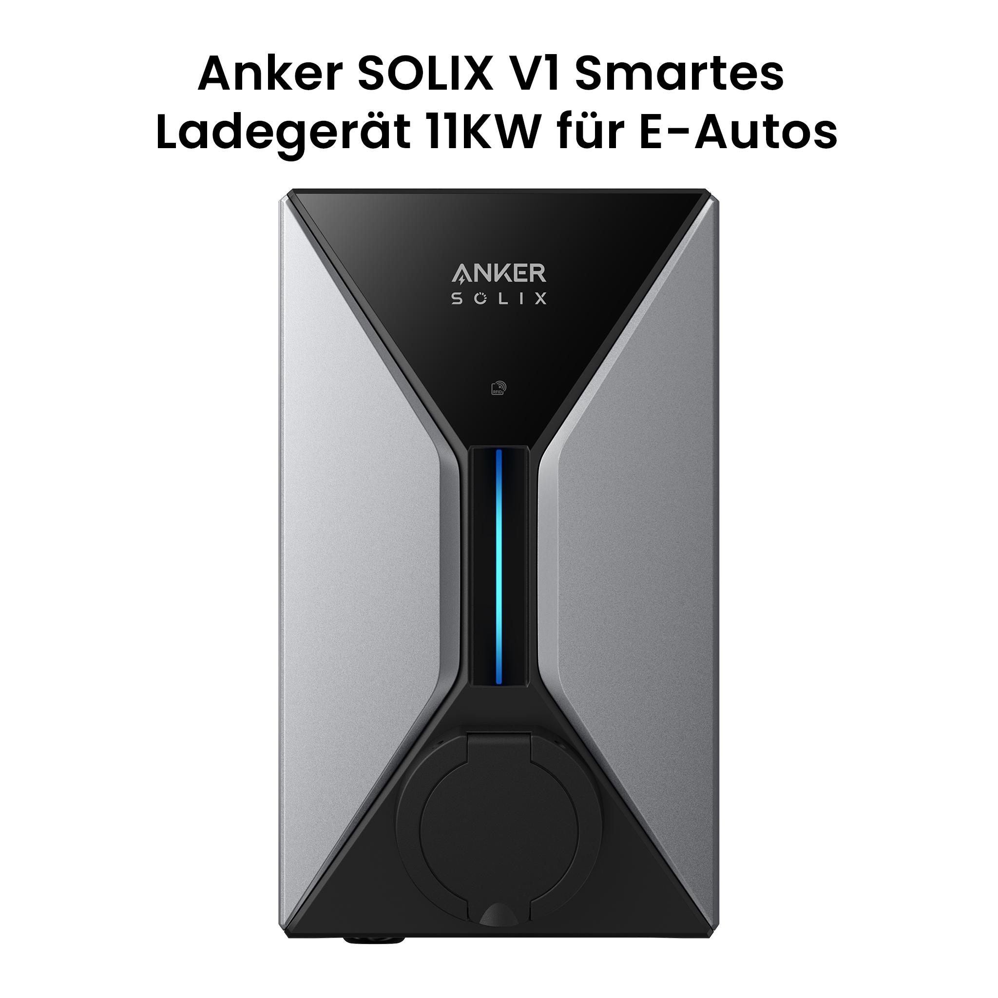 Anker SOLIX V1 Smartes Ladegerät 11kW Stecker (Typ-2, 3-Phasig) Smart Charge mit App & RFID für Balkonkraftwerk, Kompatible mit Anker SOLIX Power Dock