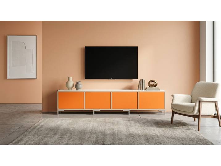 Breites Lowboard nach Maß Premium Dekore Weiß Multiplex Kante