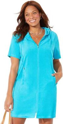 Plus Size Women's Alana Terry Cover Up Hoodie by Swimsuits For All in Crystal Blue (Size 26/28)