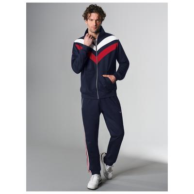 Freizeitanzug TRIGEMA "TRIGEMA Jogginganzug im sportlichen Look", Herren, Gr. 3XL, blau (navy), Sweatware, 70% Baumwolle, 30% Polyester, Sportanzüge Freizeitanzug