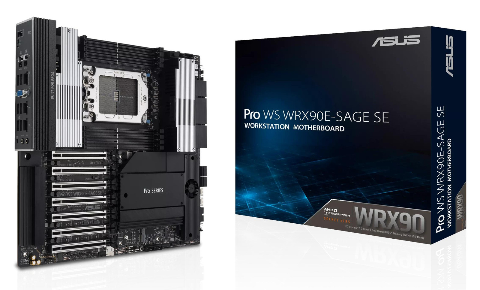 Asus PRO WS WRX90E-SAGE SE moederbord met AMD STR5, WRX90 en PCIe 5.0