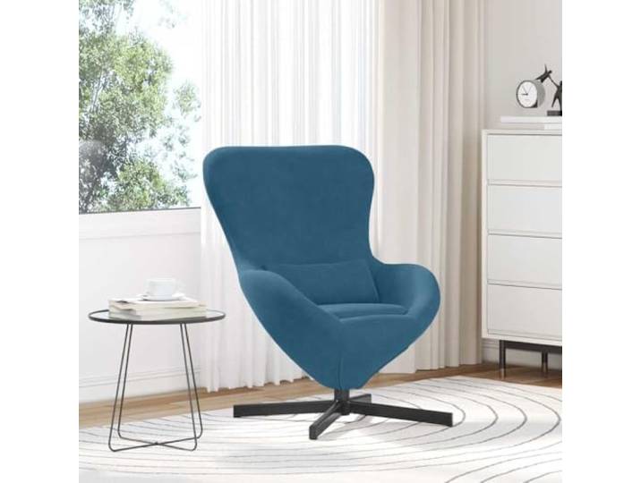 NLQMSU Sessel, Ei, Velours, Blau, 63 x 73 x 90 cm, drehbar Weicher Samt, Metall und Spanholz, gebogene Rückenlehne, geneigte Armlehnen, Wartung durch Staubsauger