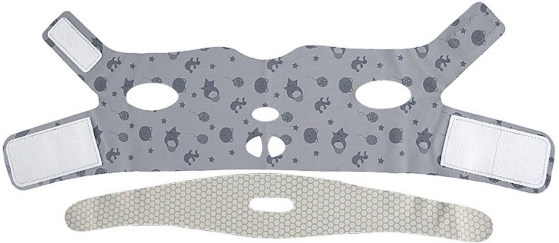 INF Sangle mentonnière anti-ronflement à double couche, aide au sommeil en polyester avec fermeture autoagrippante Gris