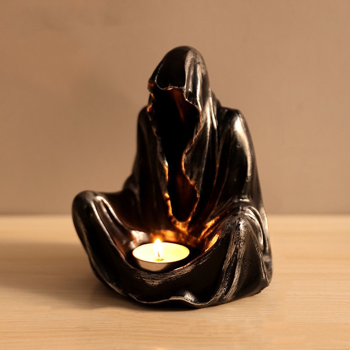 Grim Reaper Kandelaar Gotische Decoratie Sculptuur van Hars