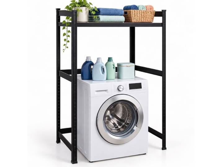 Relaxdays Étagère robuste noire pour lave-linge