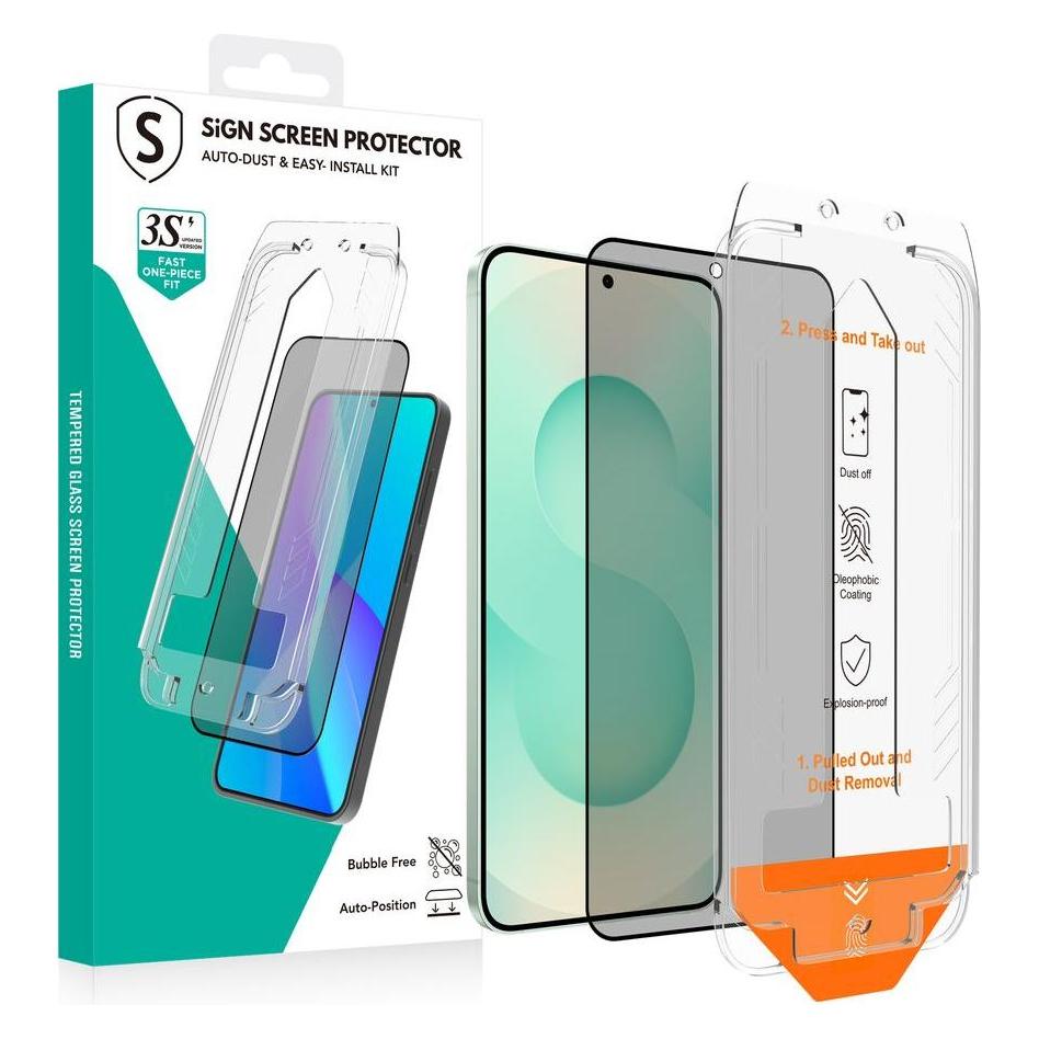 SIGN Full Cover Screen Protector for Samsung Galaxy S24 Plus with Mounting Frame (Samsung Galaxy S24+) (SNTP-S24P)
