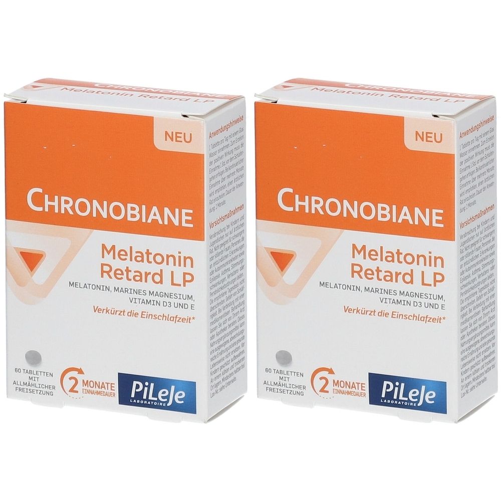 Chronobiane Melatonin Retard LP 1mg Einschlaf Tbl. 2x 2x60 St Tablette, veraenderte Wirkstofffreisetzung