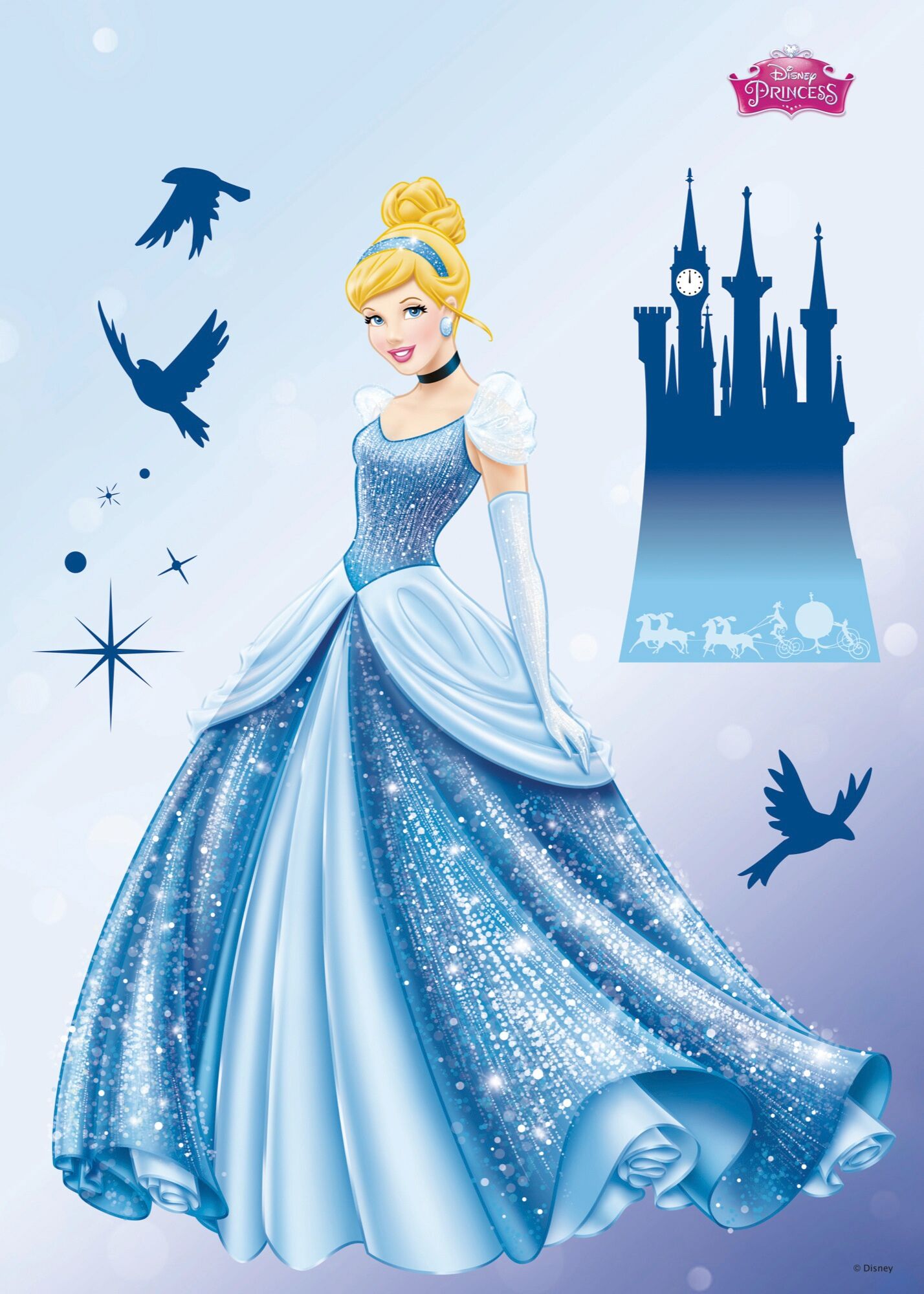 Wandtattoo KOMAR "Disney Princess Dream - Grösse 50 x 70 cm", blau, B:50cm H:70cm, Folie, Wandtattoos, Wandtattoo, selbstklebend, Wandsticker, Kinderzimmer blau B/H/T: 50cm x 70cm, Prinzessin