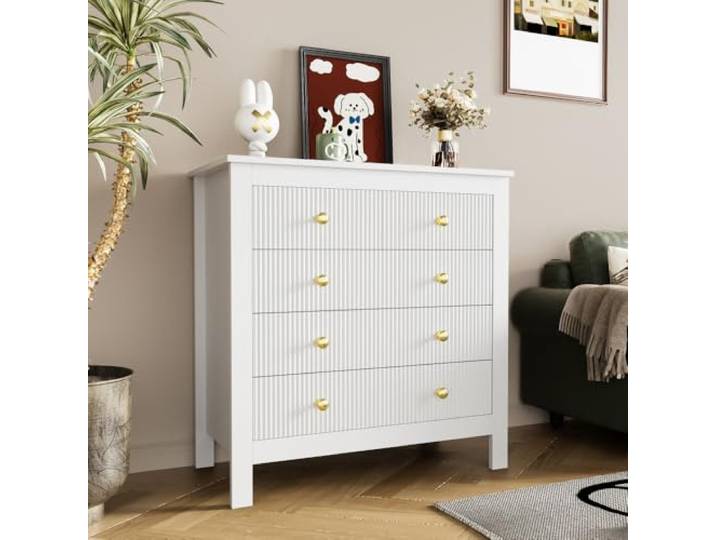 I0I&I0I Sideboard Kommode Mit Schubladen – Modernes Design, Viel Stauraum Für Wohnzimmer, Esszimmer Und Flur (White + Particle Board-1)