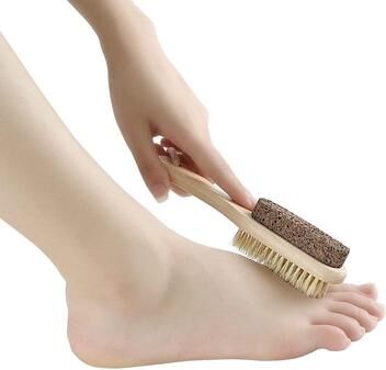 Everyday Crate SpaSmooth Wooden Foot Scrubber Brush With Volcanic Stone & Natural Bristles SpaSmooth Wooden Foot Scrubber Brush With Volcanic Stone & Natural Bristles