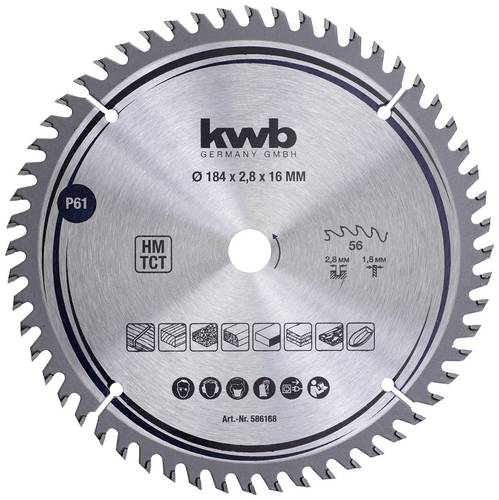 Kwb 586168 Hartmetall Kreissägeblatt 184 x 16mm 1St.