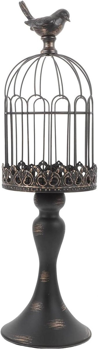 Decoratieve Kandelaar Vogelkooi - Zwarte Kaarsenhouder in Vintage Rustiek Design