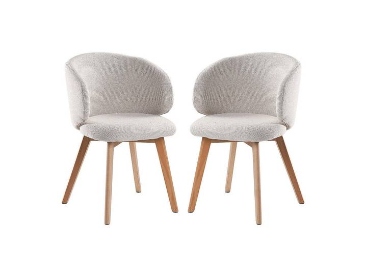 Calicosy Stühle 2er?Set aus stoff und massive Holzfüße 60/55/79 cm, Beige, Textil, 55x79x60 cm, Esszimmer, Stuhl