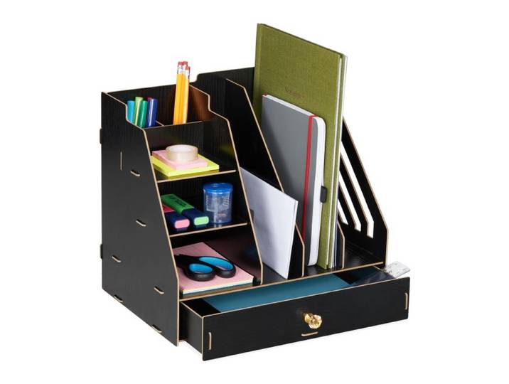 Relaxdays Organiseur bureau avec porte-documents
