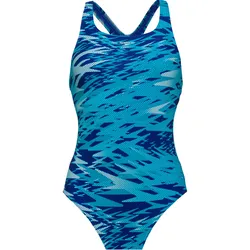 SPEEDO HYPERBOOM PRINT MEDALIST 1PC Badeanzug Damen | Gr. 36 | blau - blau