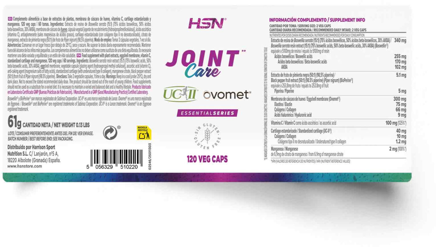 HSN Joint Care * - 120 veg caps - Huesos y articulaciones - Cápsulas Vegetales - 60  Servicios