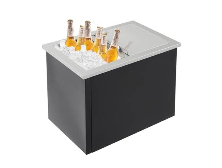 Edelstahl-Eiskübel Zum Einbauen Aus 304er Edelstahl Mit Klapp-/Schiebedeckel, Abflussrohr Und Stopfen, Gewerblicher Eiskühlbehälter Für Außenküchen/Bars/Grills