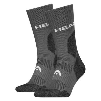 Socken HEAD "HEAD HIKING ALL CLIMATES CREW 2P", Herren, Gr. 43-46, grau, Materialmix, unifarben mit Farbeinsatz, Socken Socken, mit Logostickerei