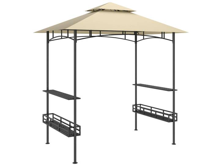 Outsunny Grillpavillon Stahl Polyester Beige, Metall, 150x257x240 cm, Sonnenschutz, Pavillons