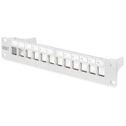 Digitus Modulares Patch Panel, geschirmt, 12-Port Blank, 1HE, 254mm (10") Rack Mount, Grau RAL 7035