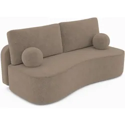 BETTSOFA ROTONDO Beige Bucle-Stoff mit Schlaffunktion