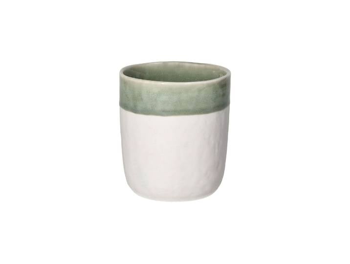 Grand verre à eau en porcelaine blanc et vert pâle, rond - Pomax,