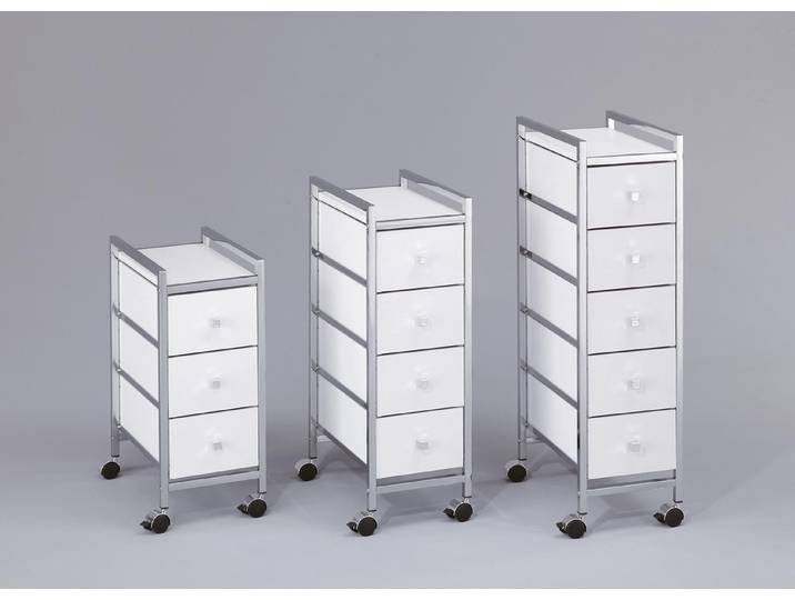 Rollwagen HEINE HOME, weiss (weiß), B:24cm H:85cm T:40cm, MDF, Stahl, Rollwagen, Rollwagen