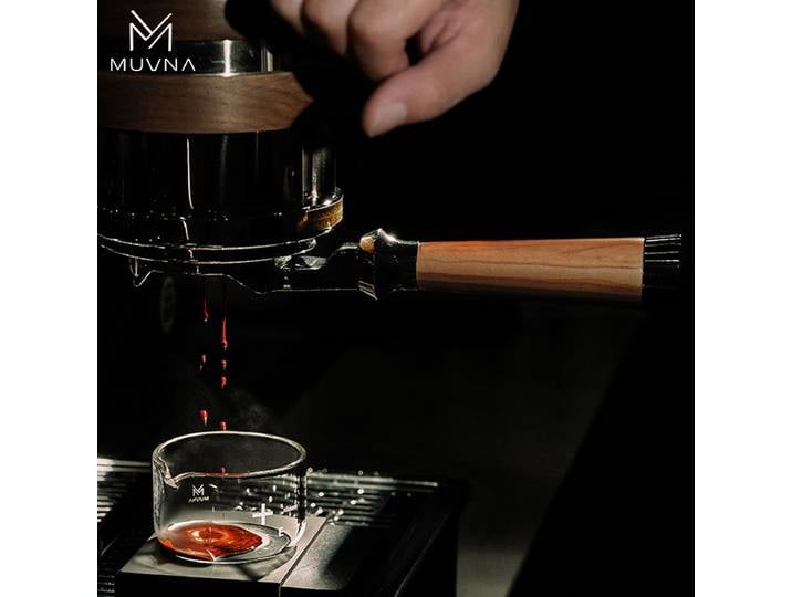 Porte-filtre sans fond pour expresso 58 mm, 2 oreilles - Porte-filtre nu MUVNA avec panier filtrant à double couche, compatible avec les machines à café WPM
