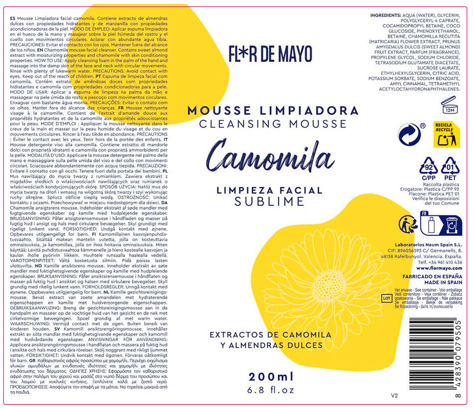 Flor De Mayo Mousse de limpeza Sublime Camomila 200 ml