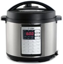 Commercial Chef Electric Pressure Cooker 6.3 Quarts, 24-Hour Preset Timer, Stainless Steel Interior with Safety Features