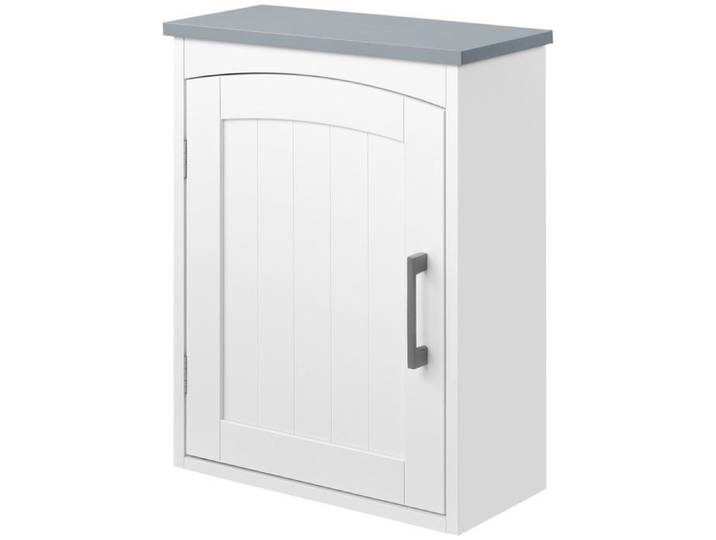 Armoire Murale WC Suspendue Blanche avec Porte et Étagère Réglable France
