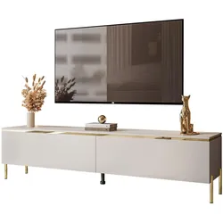 TV-SCHRANK AURORA Kaschmir mit gerade Goldchrom Fuße