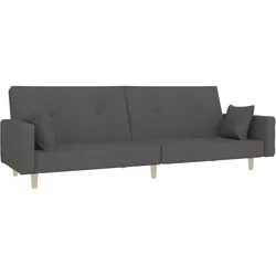 vidaXL Schlafsofa 2-Sitzer mit 2 Kissen Dunkelgrau Stoff