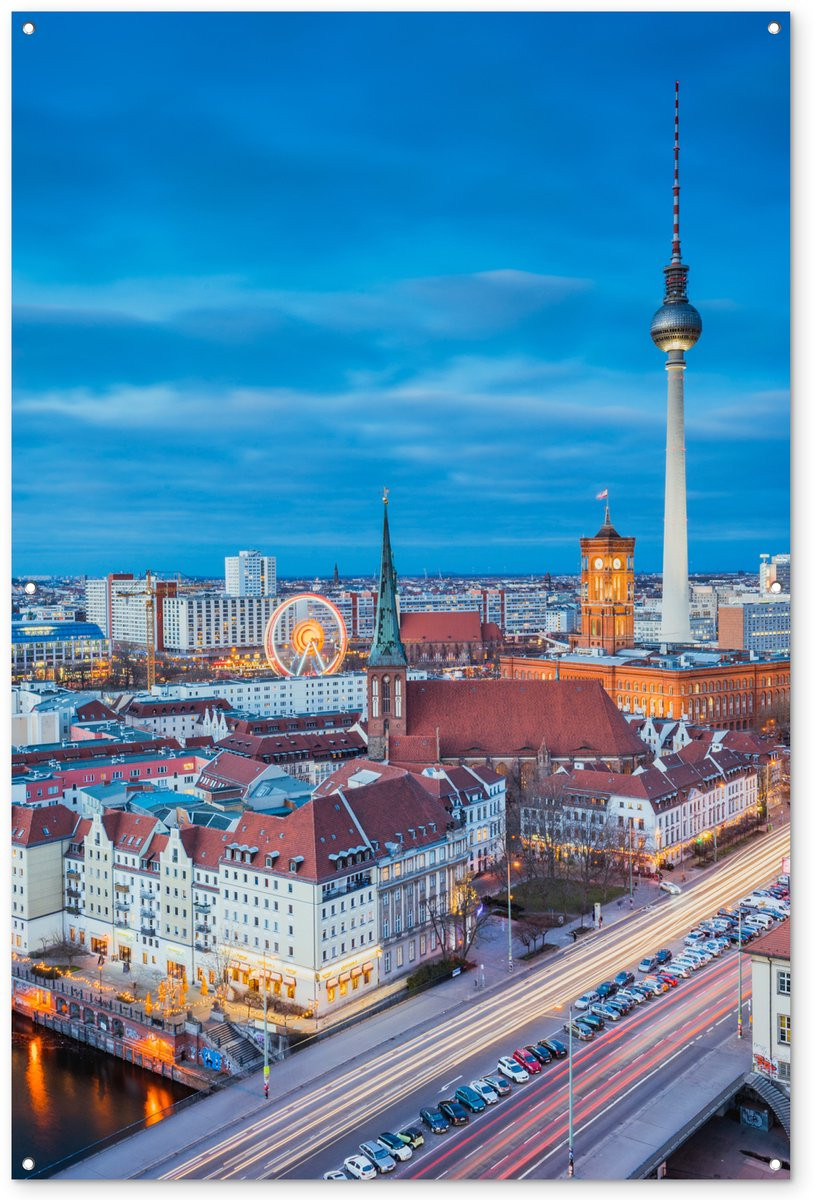 Tuinposter Skyline Berlijn Duitsland - Tuindecoratie voor buiten - B/H: 120 x 180 cm