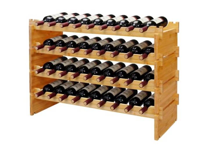 Relaxdays Casier à vin\, 36 bouteilles\, bambou\, 55 x 85 x 25\,5 cm\, naturel vin rouge et blanc\, casier empilable