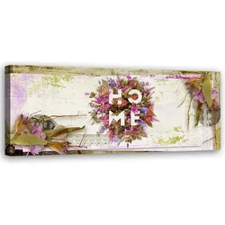 WANDBILD home beschriftung mit blumen