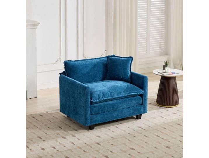 Canapé 1 place modulable en chenille bleu FloraGrace
