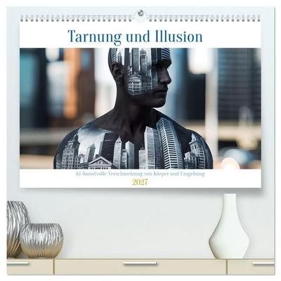 Tarnung und Illusion KI-Kunstvolle Verschmelzung von Körper und Umgebung (hochwertiger Premium Wandkalender 2027 DIN A2 quer), Kunstdruck in Hochglanz