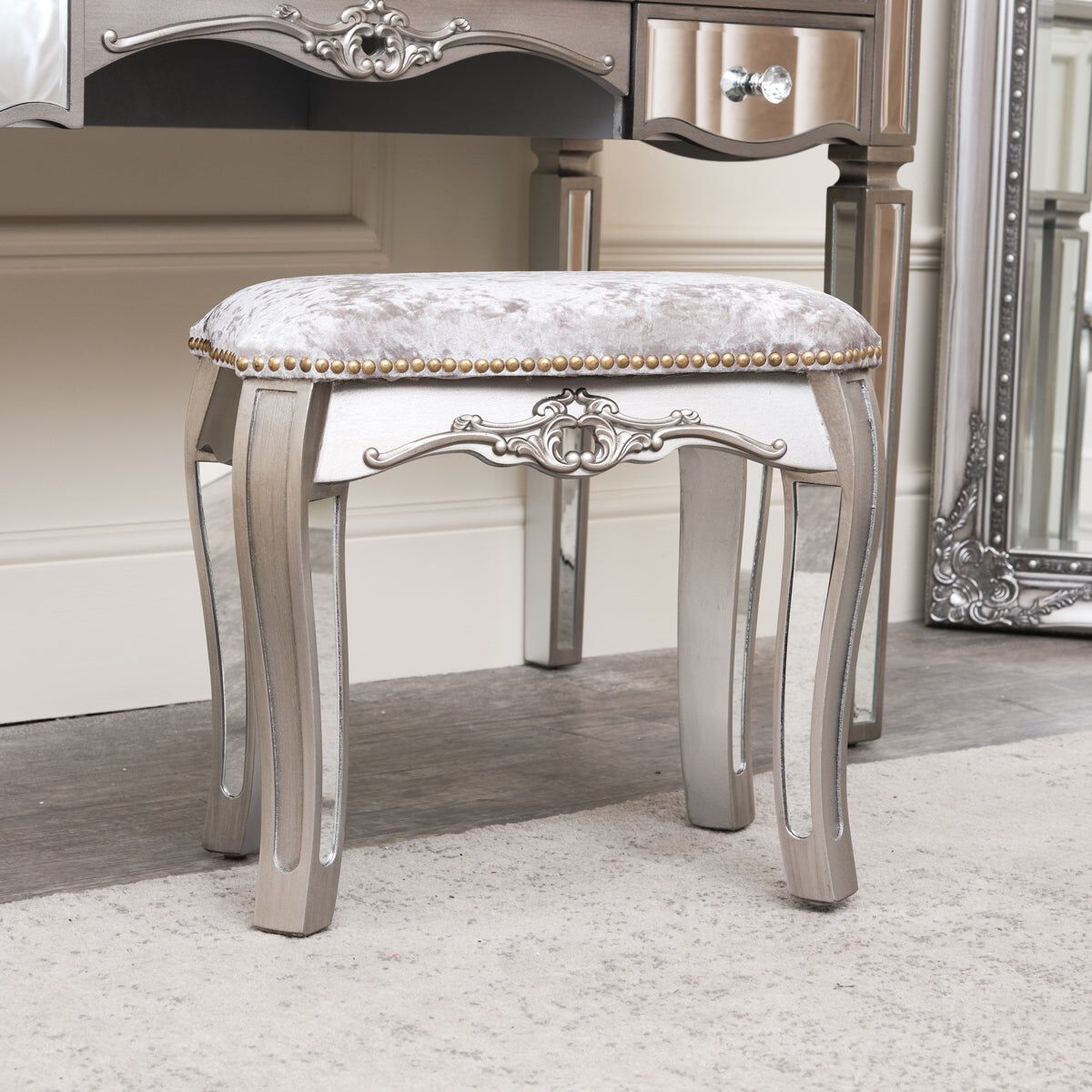 Mirrored Dressing Table Stool - Tiffany Range Material: Furniture/Furniture Ranges/Tiffany Range