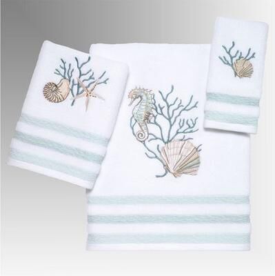 Avanti Linens, Inc Coastal Terrazzo Bath Towel Set White Bath Hand Fingertip, Bath Hand Fingertip, White