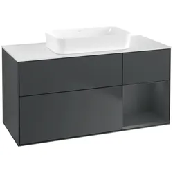 Villeroy und Boch Finion Waschtischunterschrank F711HGHG 120x60,3x50,1cm, Regal rechts Midnight Blue Matt Lacquer, Midnight Blue Matt Lacquer