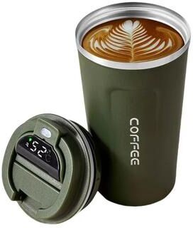 Inspired Finds New Intelligent Temperature Measurement Stainless Steel Coffee Cup Solid Color Gradual Change Thermos, Portable green 17.25 Fl Oz