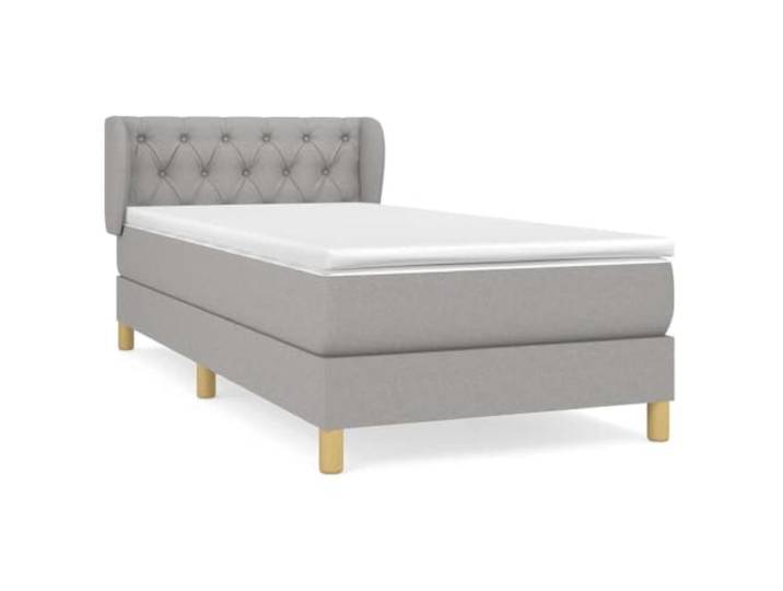 PUGYNBK Boxspringbett, 80 x 200 cm, hellgrauer Stoff Verstellbares Kopfteil, Taschenfederkernmatratze, mittlere Festigkeit, atmungsaktiv