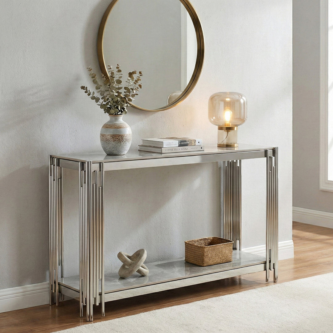 Fairmont Park Kya 120cm Stone Top Console Table Gray 78cm H X 120cm W X 40cm D