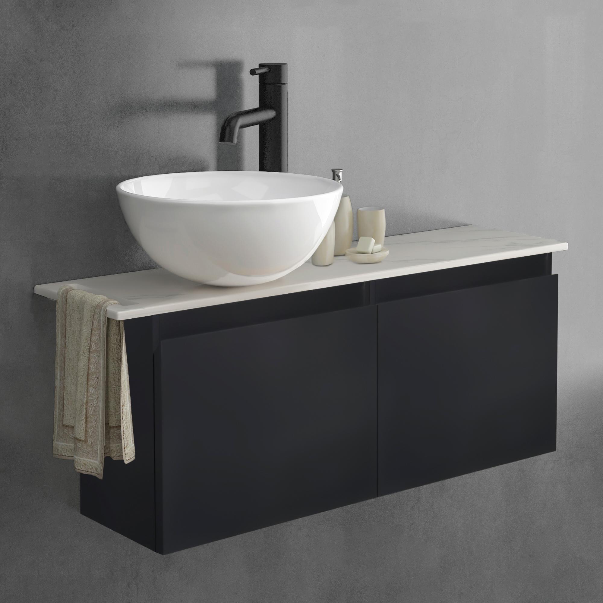 Alpenberger Badmöbel-Set Waschtisch mit Unterschrank & Keramikplatte 55-100 cm, Nano-Becken