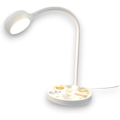 NIERMANN Schreibtischlampe "Kinderlampe mit Motiv "Little Safari", Kinderzimmer", weiß (weiß, bunt), 1, Ø 20cm H: 43cm, 1 Stk., Leuchten, flexibel verstellbarer Leuchtenarm, Made in Germany, Schreibtischlampe