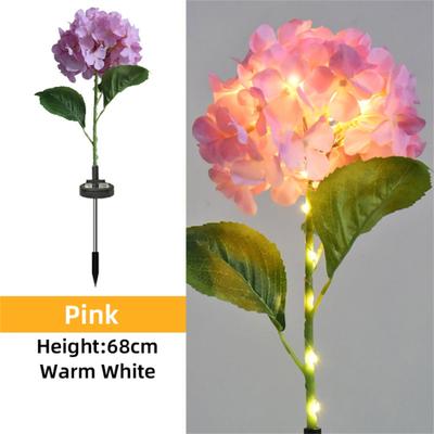 Perfect Picks Market Solar Garden Lights Outdoor Hydrangea LED Flower Stake Lights Waterproof Decorative Pathway Lighting pink
